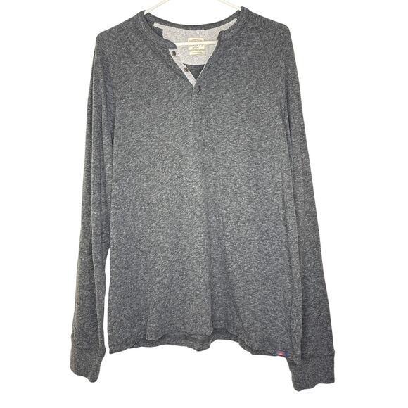 Faherty Men's Large Henley Organic Cotton Blend Grey Gray Heather Fall Preppy - Picture 1 of 8